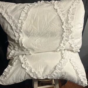 White Ruffled Pillow Shams - Classic Home Bedding
